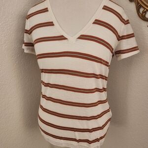 Madewell striped tee V neck